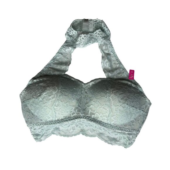 Pink Victorias Secret Push Up Bra Small Pale Blue New Lace - Picture 1 of 12